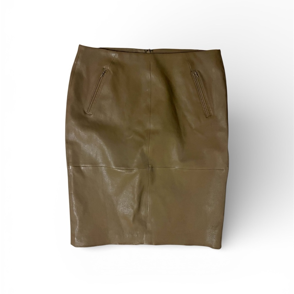 Talbots Brown Leather Pencil  Skirt sz 8